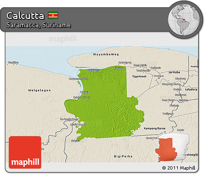 Physical 3D Map of Calcutta, shaded relief outside
