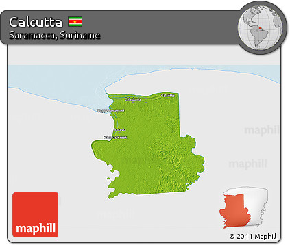Physical 3D Map of Calcutta, single color outside