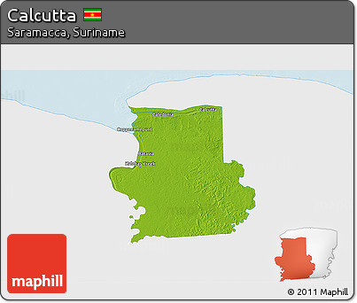 Physical 3D Map of Calcutta, single color outside