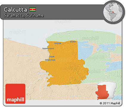Political 3D Map of Calcutta, lighten