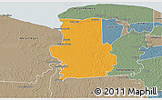 Political 3D Map of Calcutta, semi-desaturated