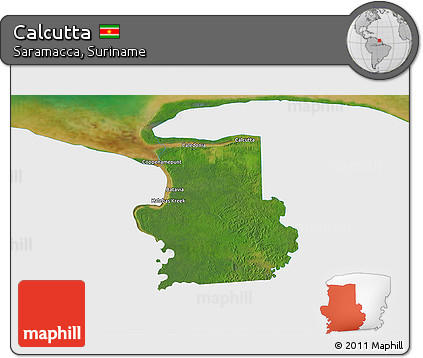 Satellite 3D Map of Calcutta, single color outside