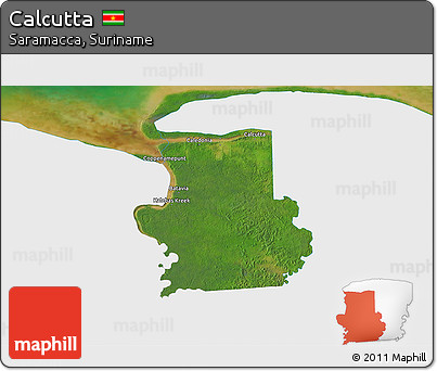 Satellite 3D Map of Calcutta, single color outside