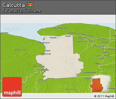 Shaded Relief 3D Map of Calcutta, physical outside