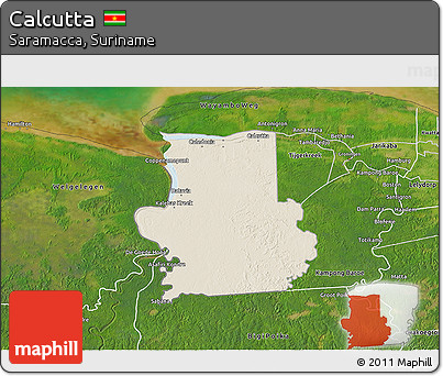 Shaded Relief 3D Map of Calcutta, satellite outside
