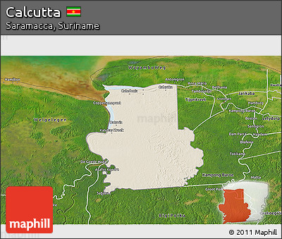Shaded Relief 3D Map of Calcutta, satellite outside