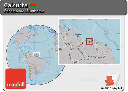 Gray Location Map of Calcutta, hill shading
