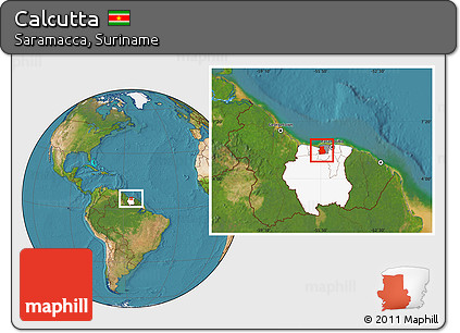Satellite Location Map of Calcutta, highlighted country, highlighted parent region