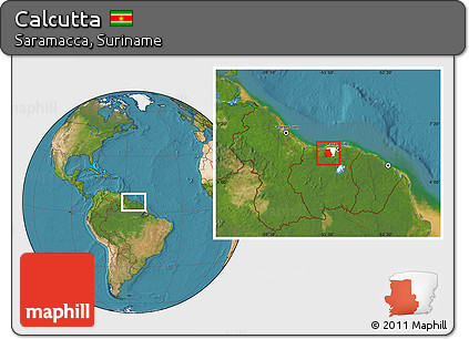 Satellite Location Map of Calcutta, highlighted parent region