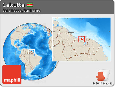 Shaded Relief Location Map of Calcutta, highlighted parent region