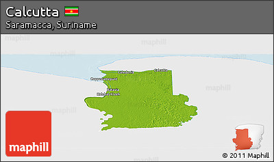 Physical Panoramic Map of Calcutta, single color outside