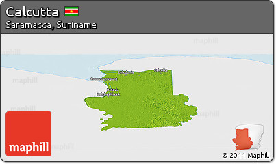 Physical Panoramic Map of Calcutta, single color outside