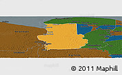 Political Panoramic Map of Calcutta, darken