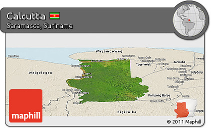 Satellite Panoramic Map of Calcutta, shaded relief outside