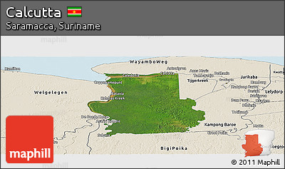 Satellite Panoramic Map of Calcutta, shaded relief outside