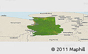 Satellite Panoramic Map of Calcutta, shaded relief outside