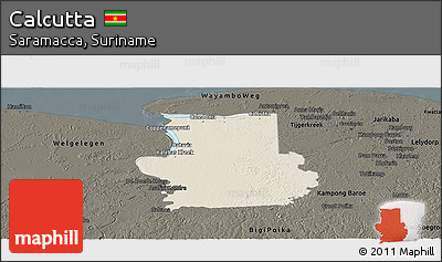 Shaded Relief Panoramic Map of Calcutta, darken