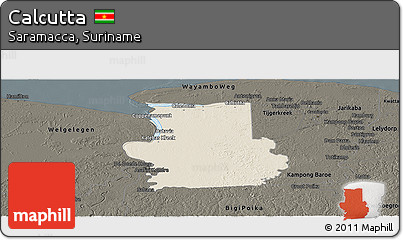 Shaded Relief Panoramic Map of Calcutta, darken
