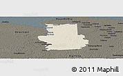 Shaded Relief Panoramic Map of Calcutta, darken