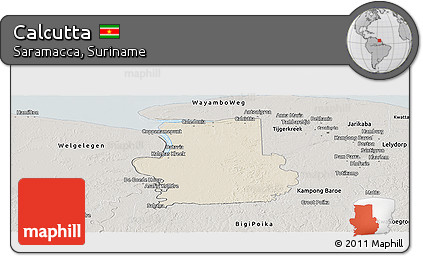 Shaded Relief Panoramic Map of Calcutta, semi-desaturated