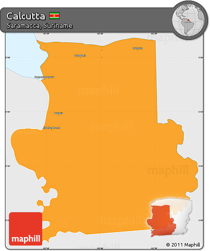 Political Simple Map of Calcutta, single color outside