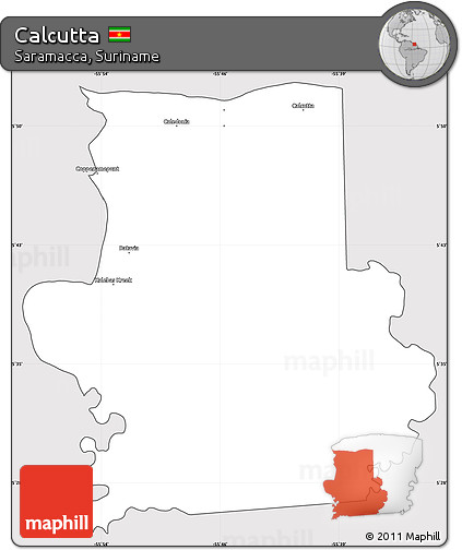Silver Style Simple Map of Calcutta, cropped outside