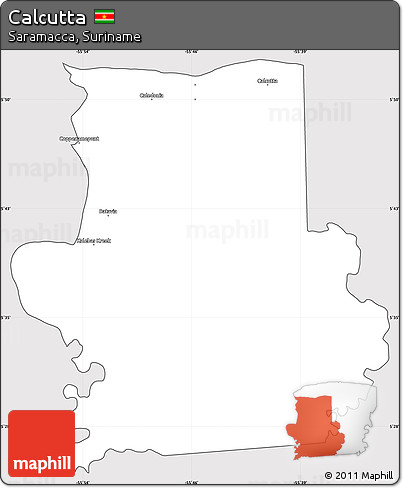 Silver Style Simple Map of Calcutta, cropped outside