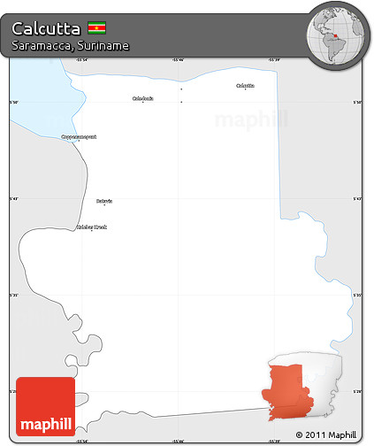 Silver Style Simple Map of Calcutta, single color outside