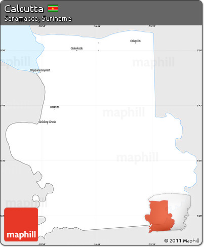 Silver Style Simple Map of Calcutta, single color outside