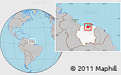 Gray Location Map of Saramacca, highlighted country