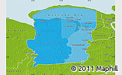 Political Shades Map of Saramacca, physical outside