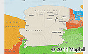 Shaded Relief Map of Saramacca, political shades outside