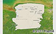 Shaded Relief Map of Saramacca, satellite outside