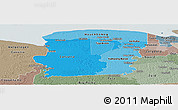 Political Shades Panoramic Map of Saramacca, semi-desaturated