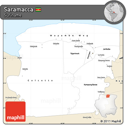 Classic Style Simple Map of Saramacca