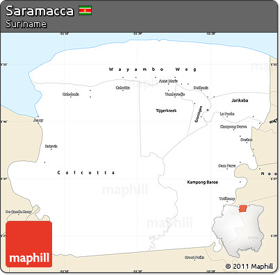 Classic Style Simple Map of Saramacca