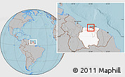Gray Location Map of Wayambo Weg, highlighted country, hill shading