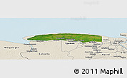 Satellite Panoramic Map of Wayambo Weg, shaded relief outside
