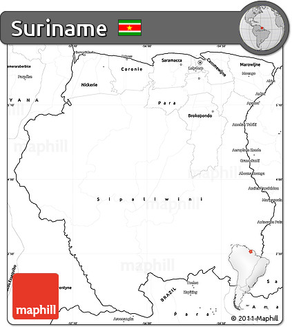 Blank Simple Map of Suriname