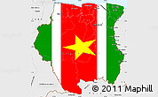 Flag Simple Map of Suriname, single color outside, borders and labels, flag rotated