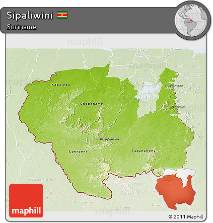 Physical 3D Map of Sipaliwini, lighten