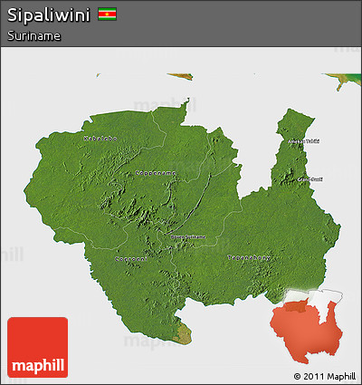 Satellite 3D Map of Sipaliwini, single color outside