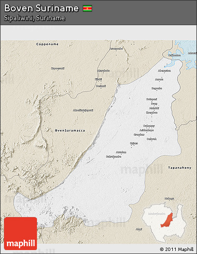 Classic Style 3D Map of Boven Suriname