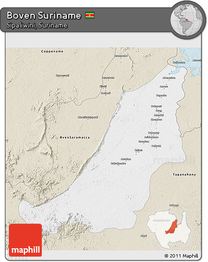 Classic Style 3D Map of Boven Suriname
