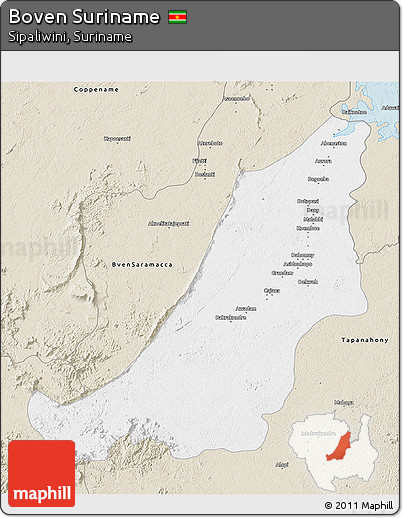 Classic Style 3D Map of Boven Suriname