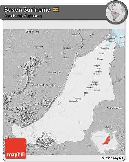 Gray 3D Map of Boven Suriname