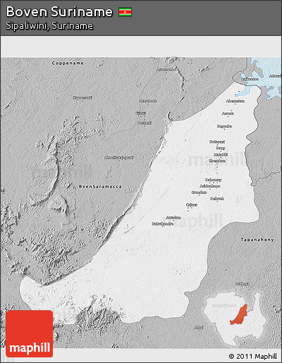 Gray 3D Map of Boven Suriname