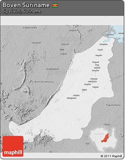 Gray 3D Map of Boven Suriname