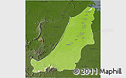Physical 3D Map of Boven Suriname, darken