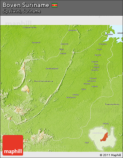 Physical 3D Map of Boven Suriname